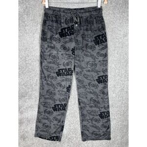 Star Wars Fleece Pajama Lounge Pants Mens Sz Large Gray Black Drawstring Pockets
